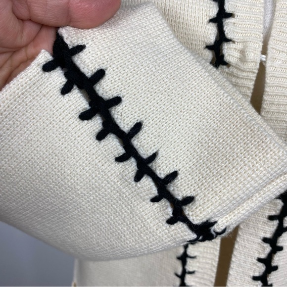 All Row Zig Zag Trim Sweater Coat cotton/wool blend - Picture 9 of 13